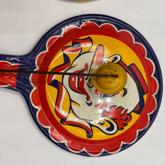 VTG Kirchhoff Clown Tin Noisemakers Colorful Carnival Clacker Toys Retro C. 1940 - Picture 9 of 13